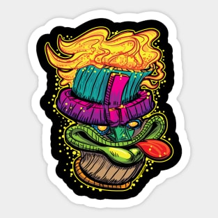 Flaming Tiki Head Sticker